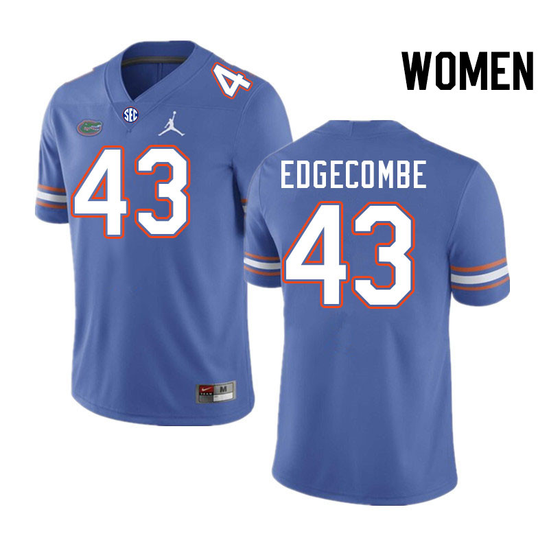 Women #43 Jaden Edgecombe Florida Gators College Football Jerseys Stitched-Royal